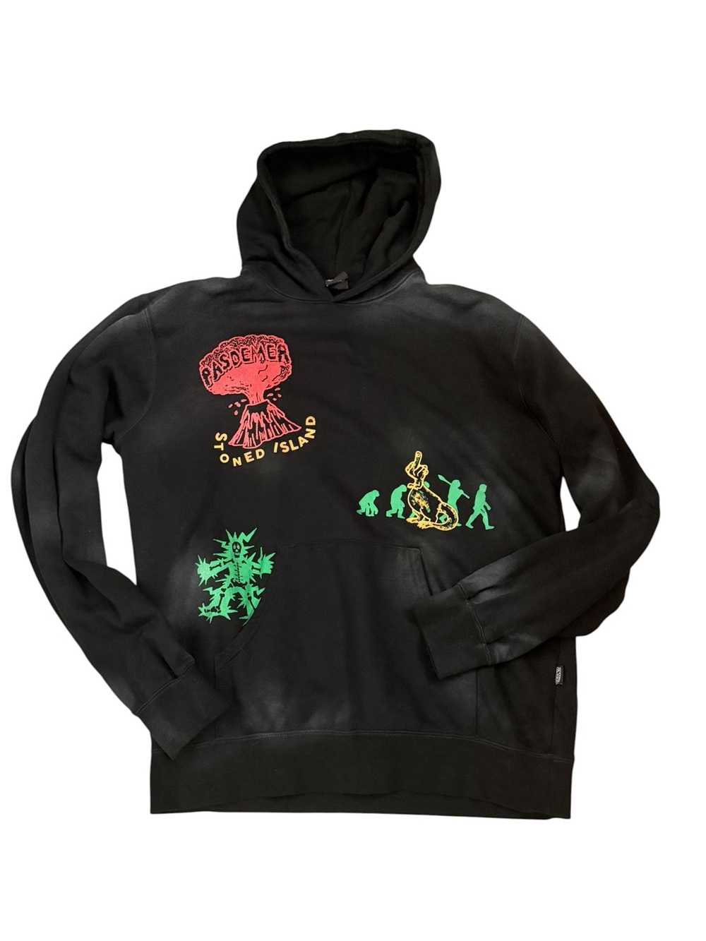 Pas De Mer Evolution I Don’t Care Graphic Fleece Hoodie Black Large